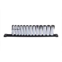Milwaukee 4932498796 3/8" 12 briaunų giliųjų lizdų rinkinys, 8–19 mm, 12 vnt., apsauga nuo riedėjimo, chromuotas