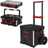 Milwaukee PACKOUT 3 vnt. ratukų komplektas su dėžėmis 4932498984, 560x900x570mm, 23kg, 2 ratai, 3 dėžės, Packout sistema