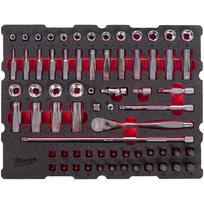 Milwaukee 4932501868 3/8" reketinis ir veržliarakčių komplektas, 67 vnt., PACKOUT putų įdėklas, 90 dantų, 4°