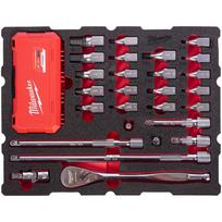 Milwaukee 4932501870 ½" reketinis ir antgalių komplektas, 67 vnt., PACKOUT putų įdėklas, 1/2"