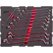 Milwaukee 4932501873 Dvipusis lenktų veržliarakčių rinkinys, 12 vnt., PACKOUT putų įdėklas, 75°, chromuotas