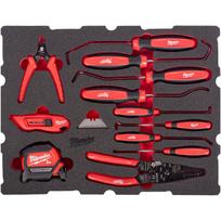 Milwaukee 4932501877 Kabliukų ir ylų rinkinys, 17 vnt., PACKOUT™ putų įdėklas, metalinė šerdis, chromuoti kotai, patogi rankena