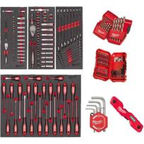 Milwaukee 4932499473, 170 vnt. rankinių įrankių rinkinys su putplasčio įdėklu, 24x1/4" ir 28x1/2" lizdai, 2 reketai