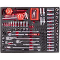 Milwaukee 4932500756 153 dalių 1/4" ir 3/8" reketų ir lizdų bei antgalių rinkinys, putplasčio įdėklas, 153 vnt.