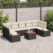 Sodo Sofų Rinkinys su pagalve 8 pcs Juoda Poli ratanas