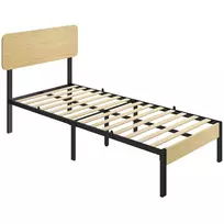 Lovos rėmas 90 x 200 cm su galvūgaliu, platforminė lova, viengulė lova su daiktadėže po lova