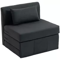 2-in-1 išskleidžiamas fotelis-lova, sulankstoma sofa-lova su lino tekstūros audiniu, paminkštinta svečių lova, sulankstomas krėslas, tamsiai pilka