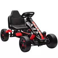 AIYAPLAY Gokart su pedalais, automobilis vaikams su stabdžiais, neslystančiais ratais, metaliniu rėmu, 3-6 metukams, raudonas