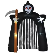 HOMCOM Helovino pripučiama "Grim Reaper" arka 2,85 m Didelė Helovino dekoracija su LED apšvietimu, vakarėlio dekoracija vidaus ir lauko erdvėms