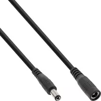 Maitinimo kabelis „InLine®“ DC prailginimo kabelis, DC kištukas (vyriškas/moteriškas) 5,5×2,1 mm, AWG 18, juodas, 5 m