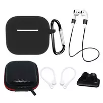 Hurtel AirPods 3 Silikoninis dėklas Set + Case/Ear Hook/Neck Strap/Watch Strap Holder/Carabiner Clasp – juodos spalvos