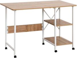 "HOMCOM" sulankstomas stalas Mobilus stalas ant ratukų, šoninis stalas, MDF, natūralus, 107x55x76cm