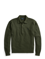 Polo Ralph Lauren - Relaxed Fit Cable Cotton Polo Sweater - Polo marškinėliai ilgomis rankovėmis - Chaki spalva