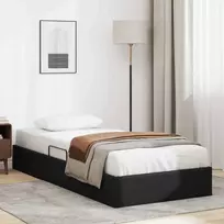 Otomano lovos rėmas su saugykla Juodas 90 x 200 cm Dirbtinė oda