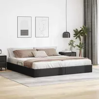 Otomano lovos rėmas Juodas 200 x 200 cm Dirbtinė oda