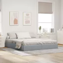 Otomano lovos rėmas Šviesiai pilka 160 x 200 cm audinys