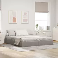 Otomano lovos rėmas su saugykla Taupe 160 x 200 cm audinys