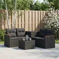 Sofos komplektas 6 vnt. Juoda Poli ratanas ir plienas