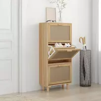 Spintelė batams, rudos spalvos, 52x25x115cm, mediena/ratanas