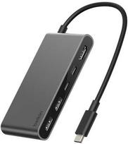 Belkin USB šakotuvas USB-C, 2 x USB-A, 2 x USB-C PD 100W, HDMI 2.0 4K, 5Gbps, pilka