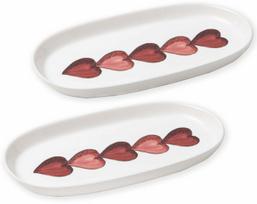 Serviravimo lėkštė Hermia LUV0020, 29 cm x 17 cm x 3 cm, balta sp./raudona sp., keramika