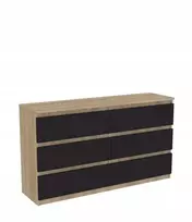 Komoda 120 cm su 6 stalčiais – Sonoma ąžuolas / juoda
