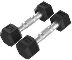 None Hanteliai TUNTURI Platinum Hex Rubber Dumbbell, 1-50kg (Svoris: 2 x 2kg)