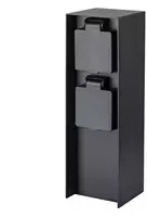„Solight“ sodo stulpas IP44, aliuminis, 2 lizdai, juodas
