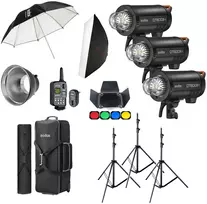 Studijinio Blykstinio Apšvietimo Rinkinys - Godox QT600IIIM D Trio 600 Ws 2 Šviesų Rinkinys