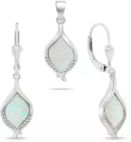 Brilio Silver Sidabrinis set with opals and zircons SET300W (earrings, pendant)