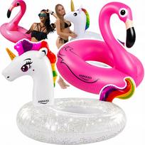 Pripučiamų plaukimo ratų rinkinys Unicorn ir Flamingo XXL