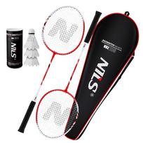 Badmintono rinkinys: 2 raketės, 3 lauko žaidimų strėlytės su dėklu NILS