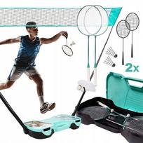Badmintono rinkinys su 2 plunksninukais, tinklu ir dėklu