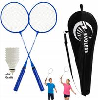 Badmintono rinkinys: 2 raketės dėkle, 6x 9in1 strėlytės