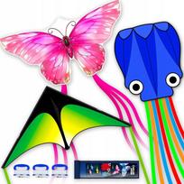 Rinkinys: 3 dideli aitvarai Delta, Butterfly, Octopus LJN / MEN