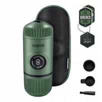 Nešiojamas kavos aparatas Wacaco Nanopresso Moss Green su kompaktišku dėklu