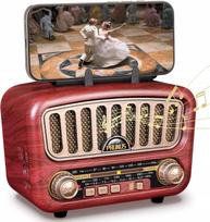 Nešiojama retro Bluetooth radija su AM/FM ir baterija