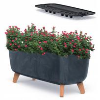 Vazonas ant kojelių FLOWER BOX, antracito spalvos, su laistymo sistema