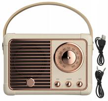 Belaidis radijo garsiakalbis, BT, 400mAh, 5V, 3W, retro stiliaus, beige