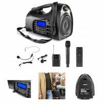 Nešiojama garso kolonėlė BT USB FM mikrofonai LED žibintuvėlis
