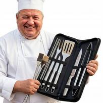 Grilio įrankių rinkinys 9in1 su dėklu, plienas