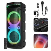 Nešiojama boombox garso kolonėlė su LED apšvietimu ir karaoke, akumuliatorinė