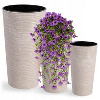 Vazonų rinkinys FLOWER POT 37+47+57 cm su įdėklais, smėlio spalvos