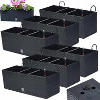 Balkoninė vazonas 51 cm su rankenomis, laistymo sistema, 6 vnt.