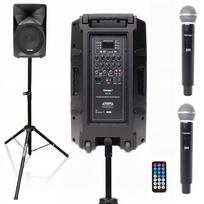 Belaidė kolonėlė TONSIL ZP 12 USB BT SD AUX FM su 2 UHF mikrofonais ir stotele