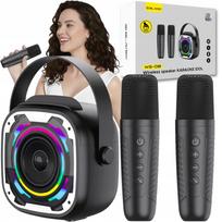 Nešiojama belaidė Bluetooth kolonėlė karaoke su 2 mikrofonais ir RGB apšvietimu