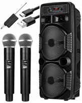 Nešiojama 600W Bluetooth kolonėlė STRONG COLUMN su 2 belaidžiais mikrofonais