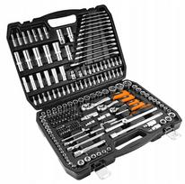 Galvutinių raktų rinkinys NEO TOOLS 216 dalių 1/2" 3/8" 1/4" lagamine nerūdijantis plienas
