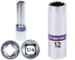 Ilgas galvutės raktas KING TONY 1/4" 12-kampis Cr-V 12 x 50 mm 223012M PRO