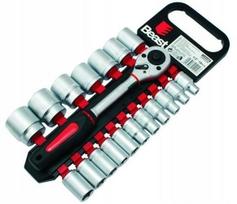 Galvutės raktų rinkinys 8-32 mm 1/2" CV su terkšle, 19 dalių